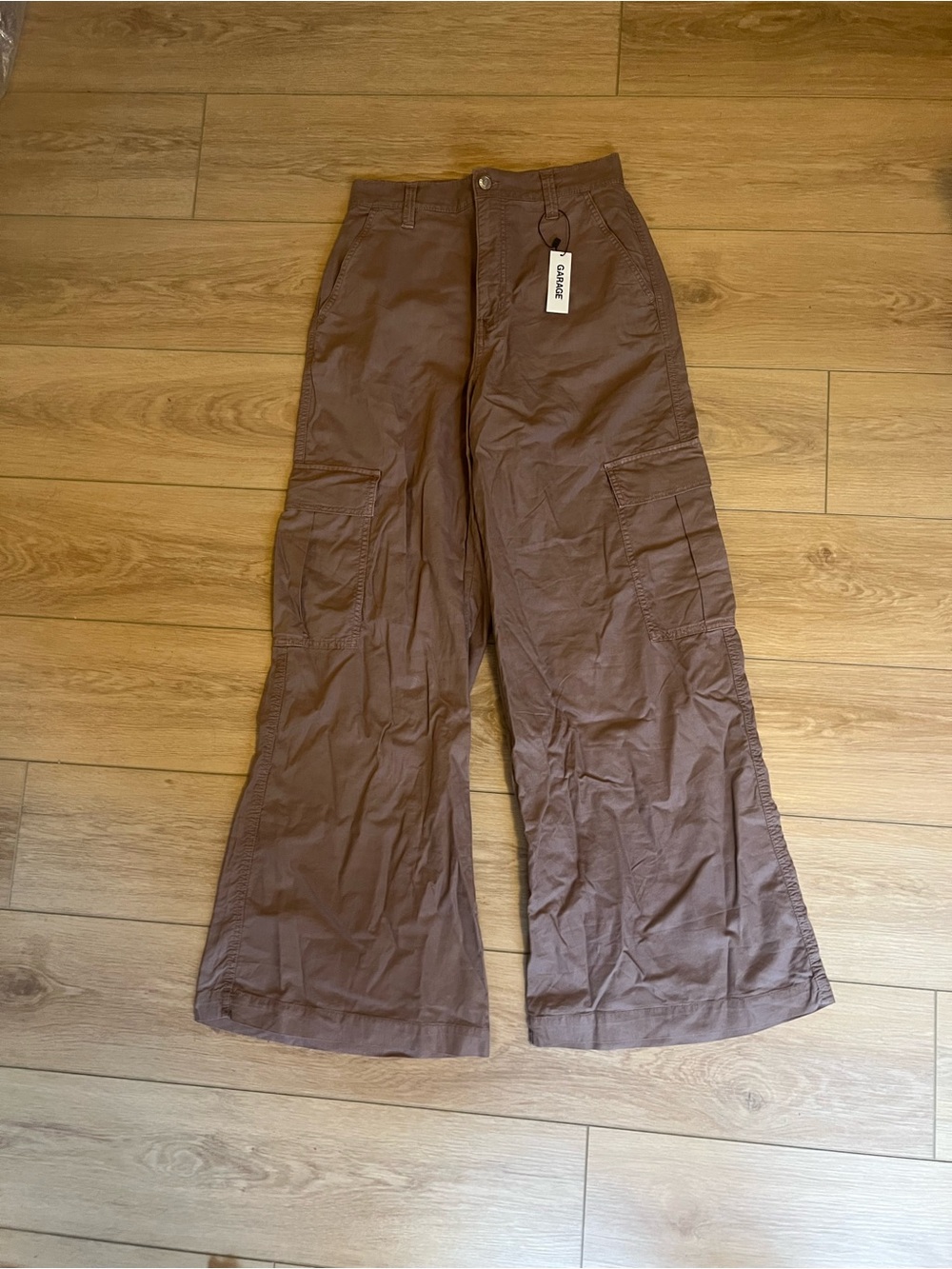 Garage Brown Wide-Leg Cargo Pants - Picture 1 of 4